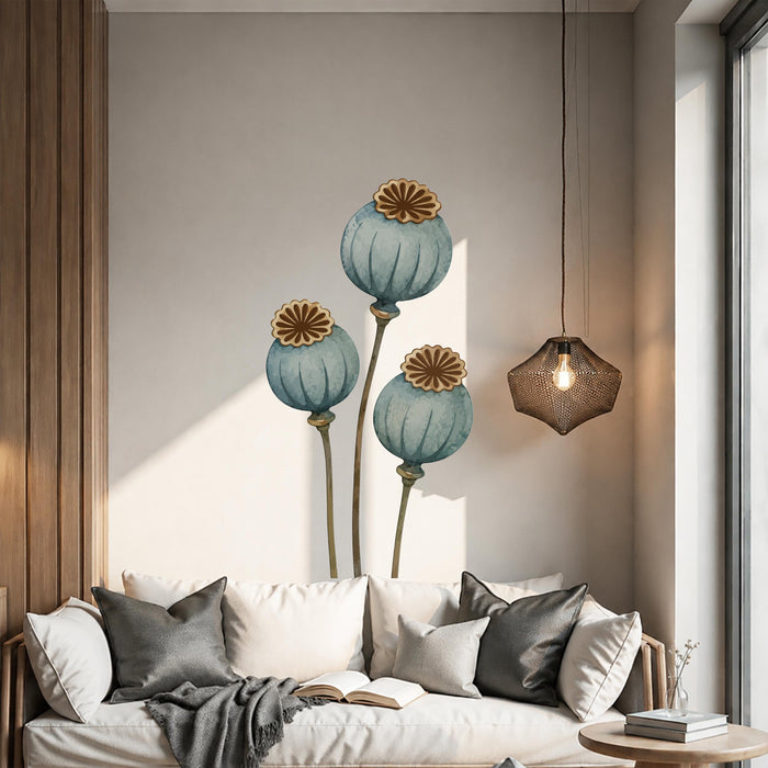 Colorful Poppy Pods Flowers Wall Decal z5790
