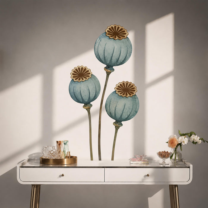 Colorful Poppy Pods Flowers Wall Decal z5790