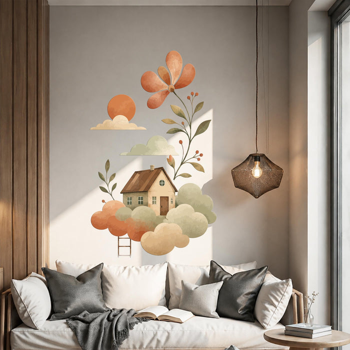 Colorful Home Flower Clouds Fairytale Decal z5791