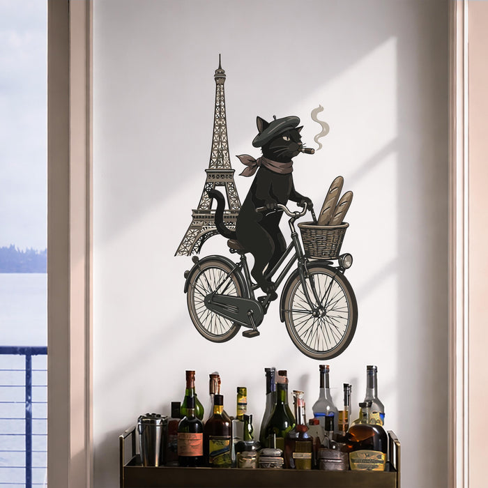 Colorful Paris Cat Eiffel Tower Wall Decal z5794