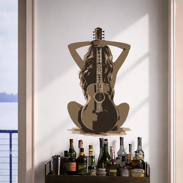 Colorfu lMusic Girl Guitar Wall Decal z5797