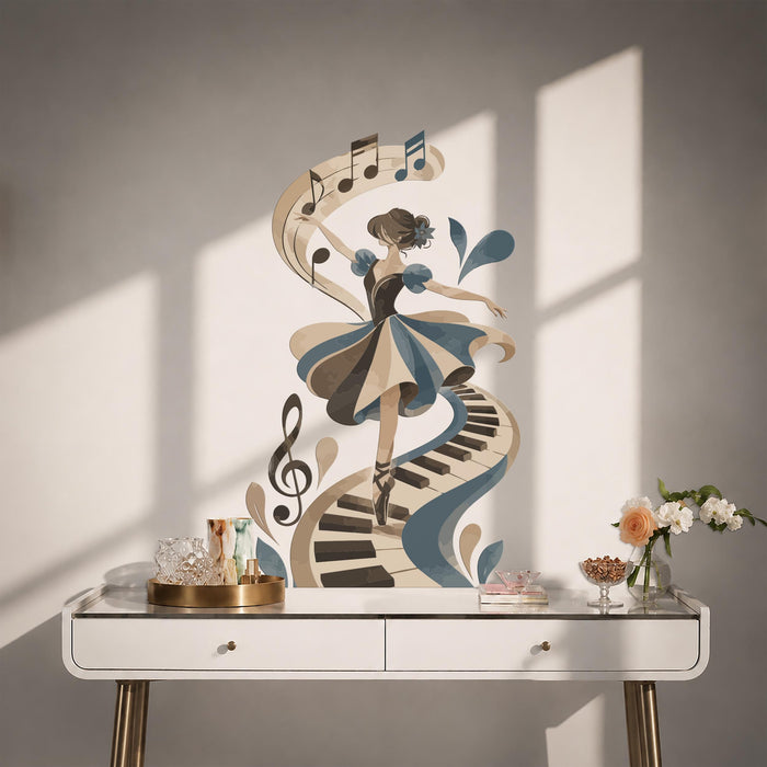Colorful Music Notes Dance Girl Decal z5800