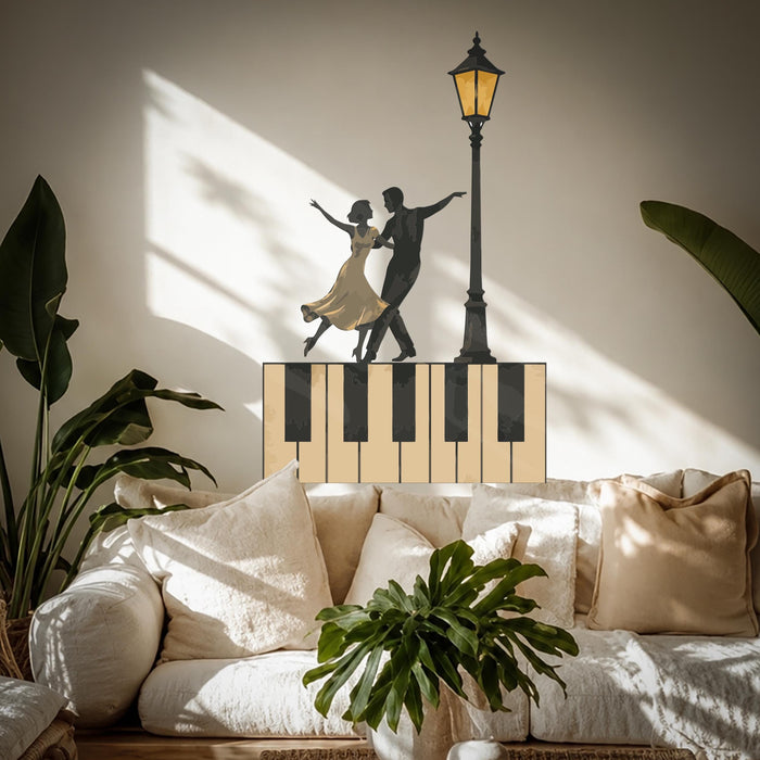 Colorful Dance Couple Piano Keys Home Theater Decal z5810