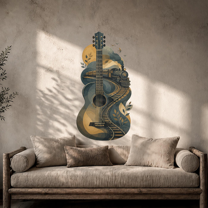 Colorful  Guitar Train Music Wall Decal z5815