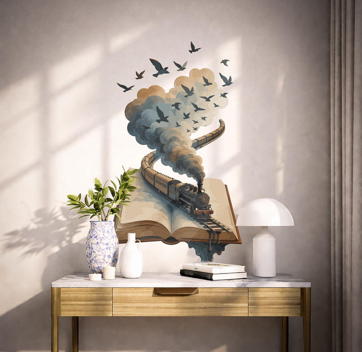 Colorful Book Corner Train Romantic Reading Decal z5816