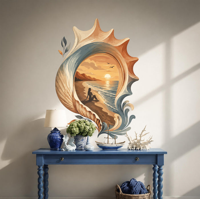 Colorful Conch Shell Seashell Ocean Wall Decal z5817