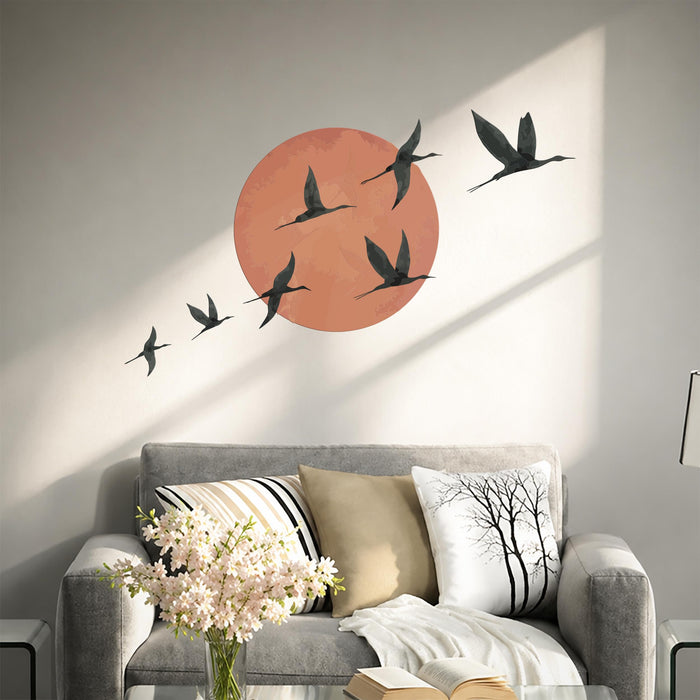 Colorful Scandinavian Style Birds Sun Nature Wall Decal z5637