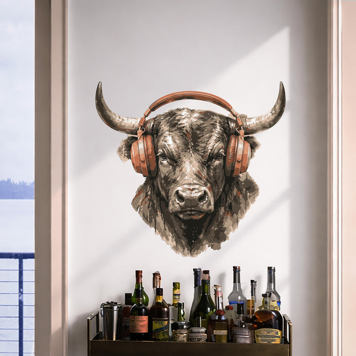 Colorful Bull Headphones Music Wall Decal z5746