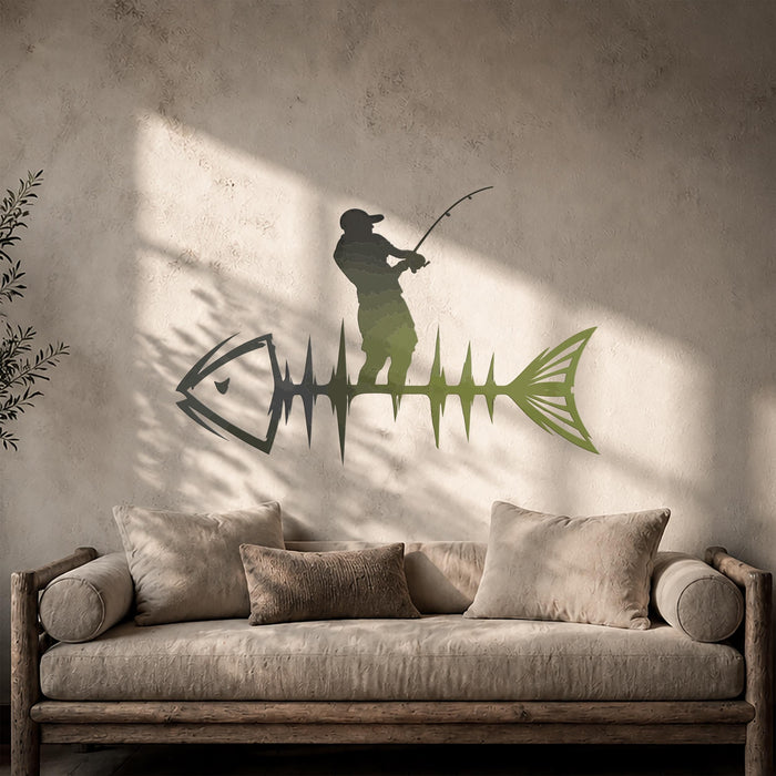 Colorful Modern Farmhouse Retro Fish Fishing Wall Decal z5748