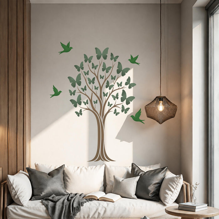 Colorful Tree Butterfly Nature Birds Decal z5756