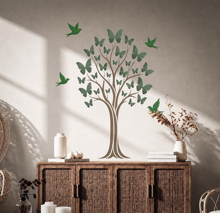 Colorful Tree Butterfly Nature Birds Decal z5756