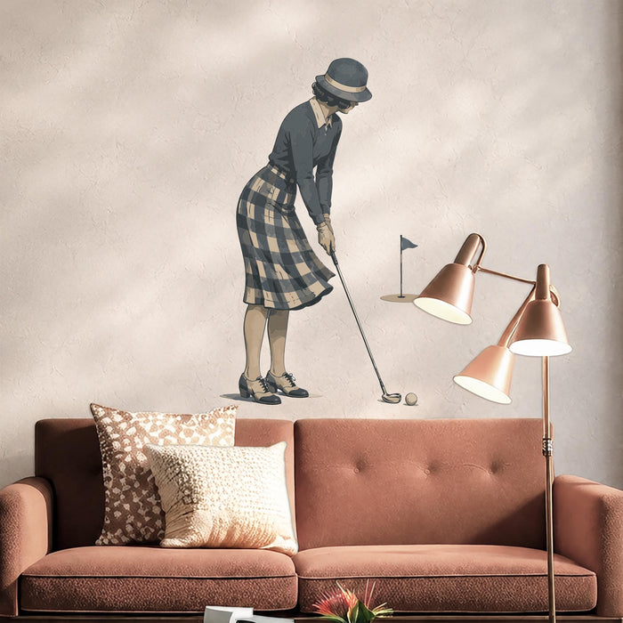 Colorful Mid Century Modern Golf Girl Sport Wall Decal z5825