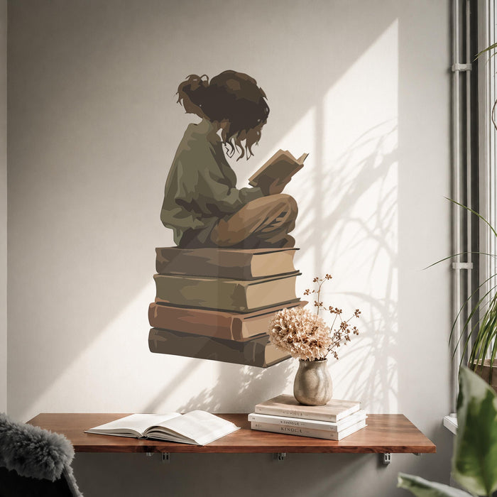 Colorful Book Reading Bookish Corner Decal z5775