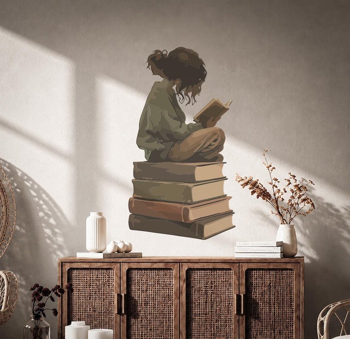Colorful Book Reading Bookish Corner Decal z5775