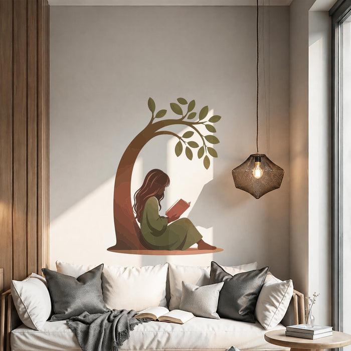 Colorful Book Reading Bookish Corner Tree Wall Decal z5780