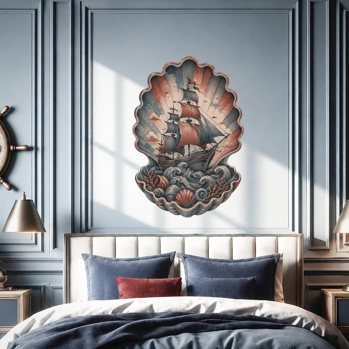Colorful Sea Ship Pearl Shell Ocean Wall Decal z5782