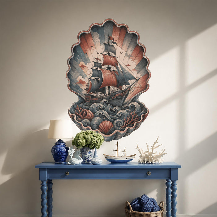 Colorful Sea Ship Pearl Shell Ocean Wall Decal z5782