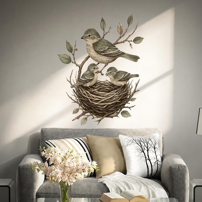 Colorful Bird Nest Nestling Wall Decal z5785