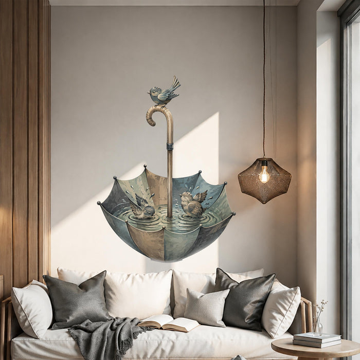 Colorful Birds Umbrella Rain Wall Decal z5789