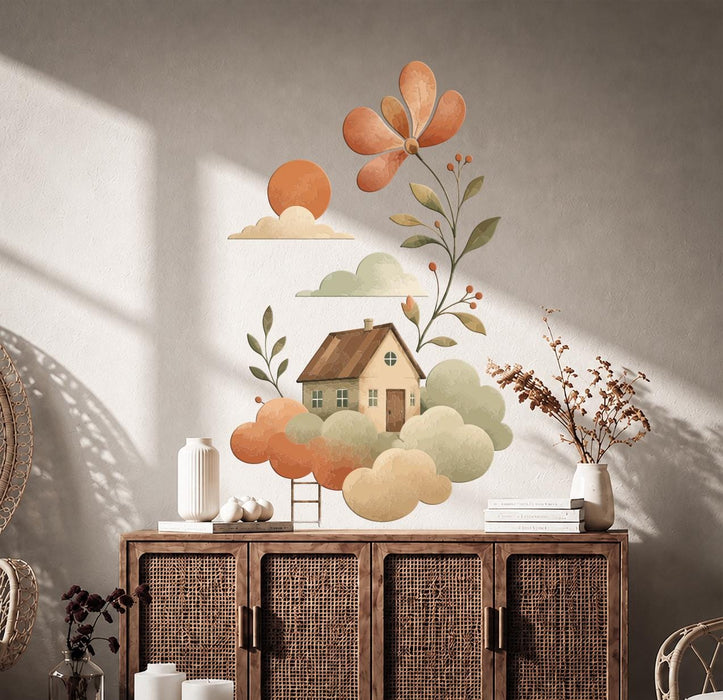 Colorful Home Flower Clouds Fairytale Decal z5791