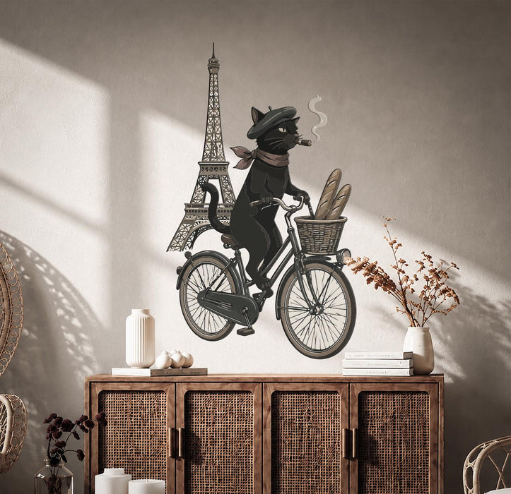 Colorful Paris Cat Eiffel Tower Wall Decal z5794