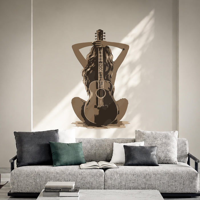 Colorfu lMusic Girl Guitar Wall Decal z5797