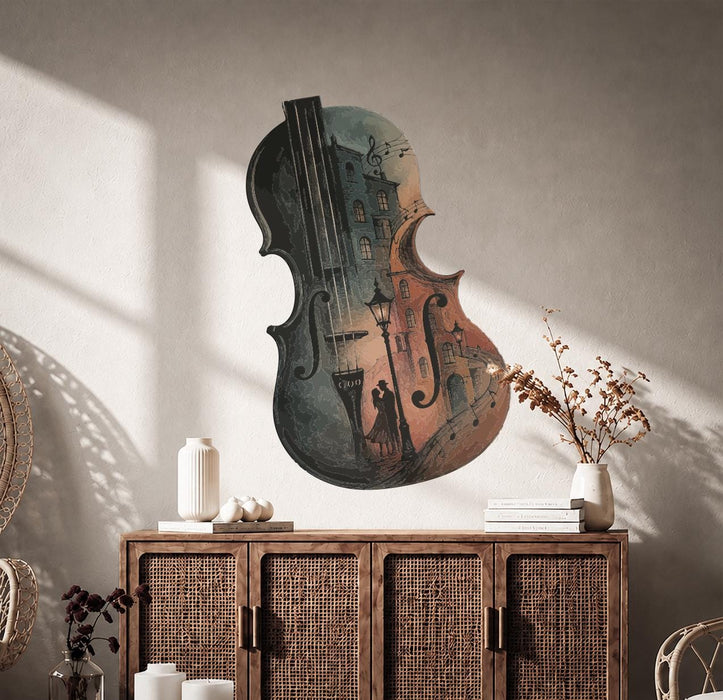 ColorfulMusic Violin Night Couple Romantic Decal z5798