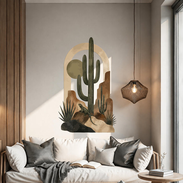 Colorful Desert Cactus Lizard Wall Decal z5803