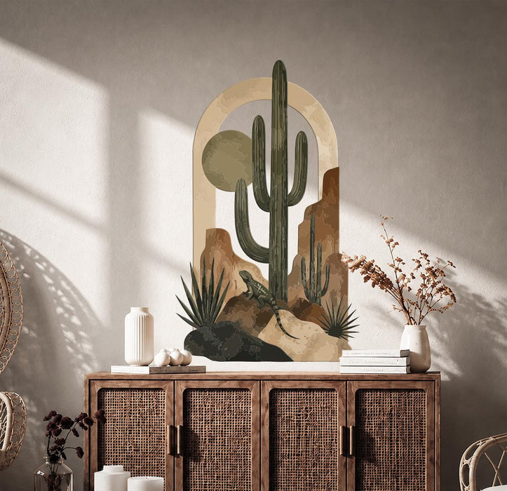 Colorful Desert Cactus Lizard Wall Decal z5803