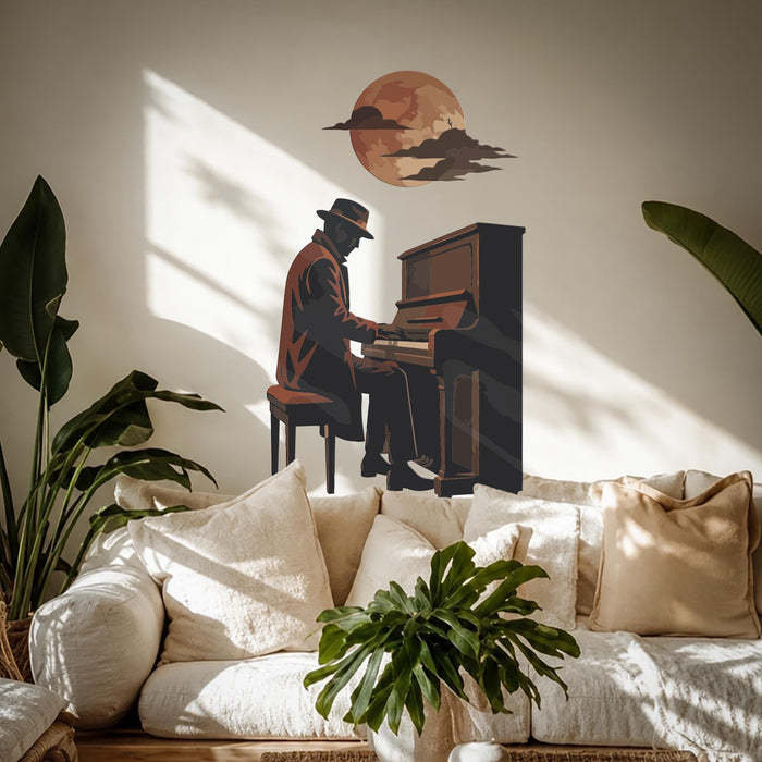 Colorful Man Piano Cinema Film Home Theater Decal z5809