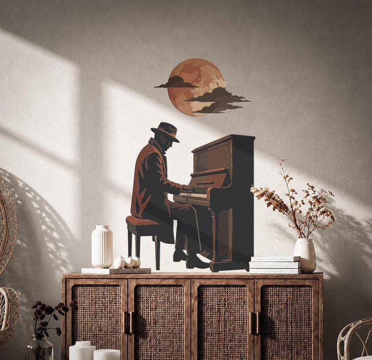 Colorful Man Piano Cinema Film Home Theater Decal z5809