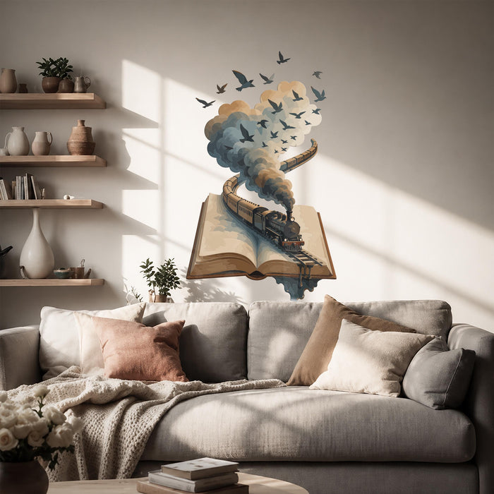 Colorful Book Corner Train Romantic Reading Decal z5816