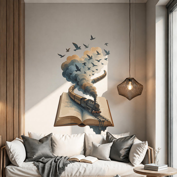 Colorful Book Corner Train Romantic Reading Decal z5816