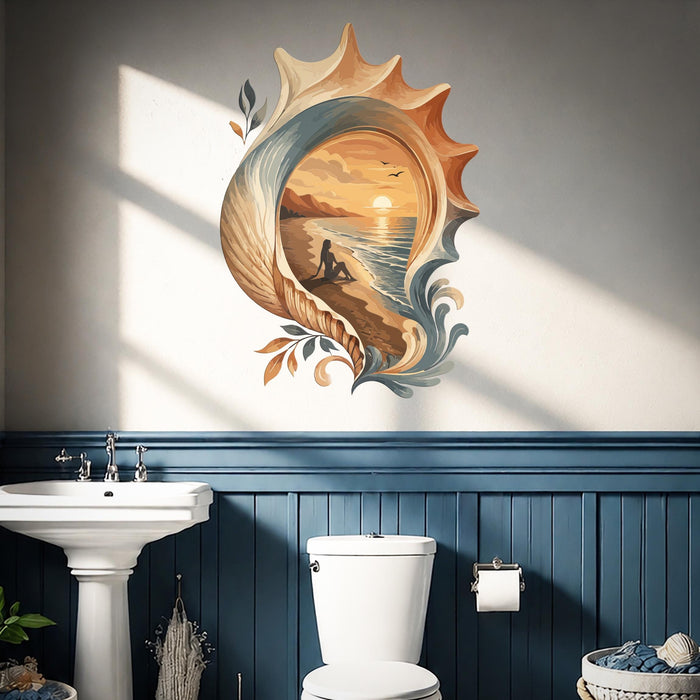 Colorful Conch Shell Seashell Ocean Wall Decal z5817