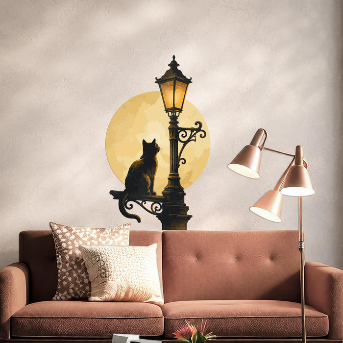 Colorful Cat Kitty Night Lamp Post Romantic Decal z5824