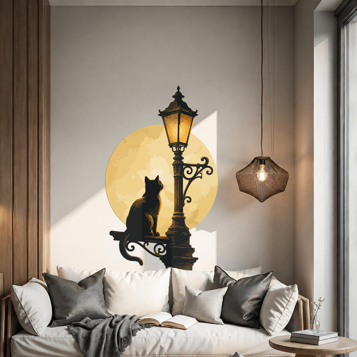 Colorful Cat Kitty Night Lamp Post Romantic Decal z5824