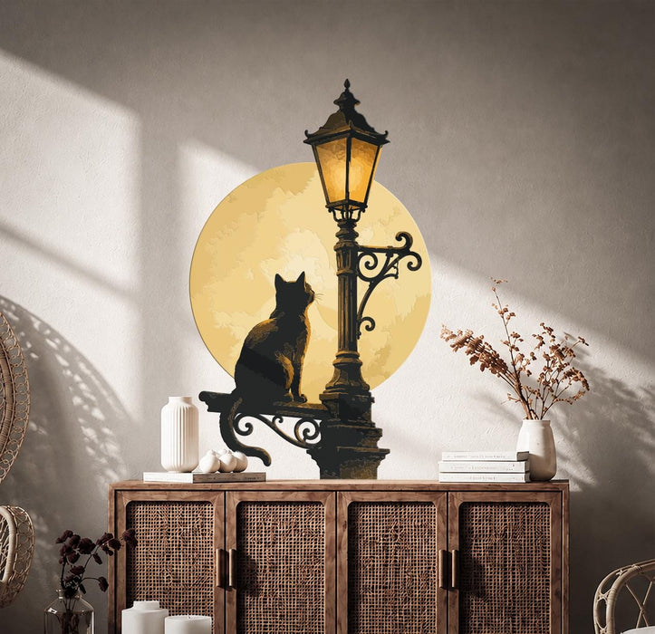 Colorful Cat Kitty Night Lamp Post Romantic Decal z5824
