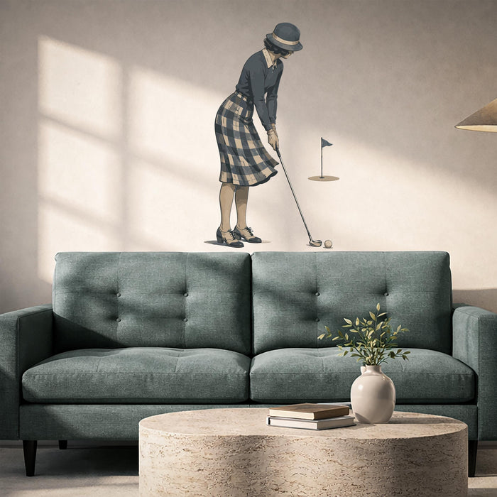 Colorful Mid Century Modern Golf Girl Sport Wall Decal z5825