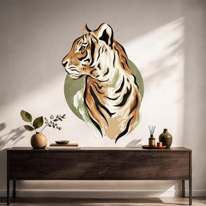Colorful Animal Decor Tiger Sage Green Vinyl Decal z5842