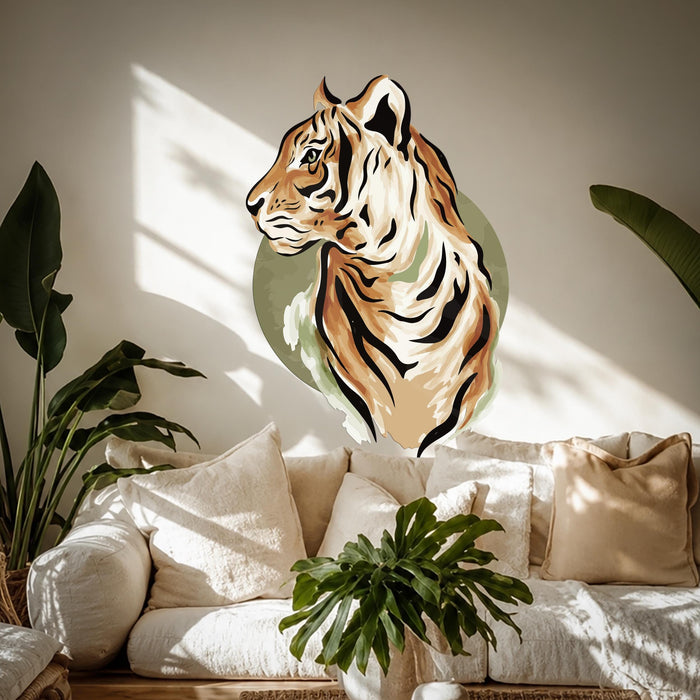 Colorful Animal Decor Tiger Sage Green Vinyl Decal z5842