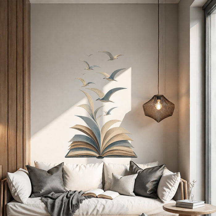 Colorful Book Birds Flying Romantic Wall Decal z5835