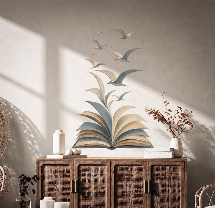 Colorful Book Birds Flying Romantic Wall Decal z5835