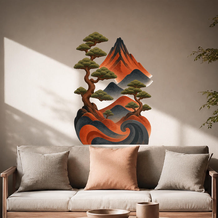 Colorful Tree Forest Mountains Wall Decal z5856