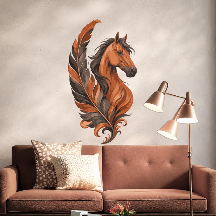 Colorful Horse Feather Nature Wall Decal z5866
