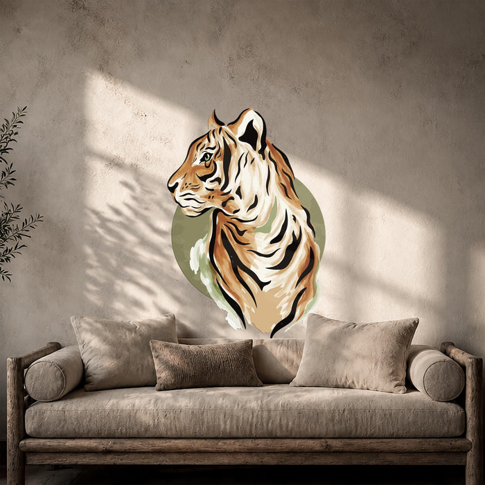 Colorful Animal Decor Tiger Sage Green Vinyl Decal z5842