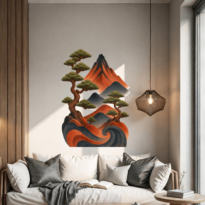 Colorful Tree Forest Mountains Wall Decal z5856