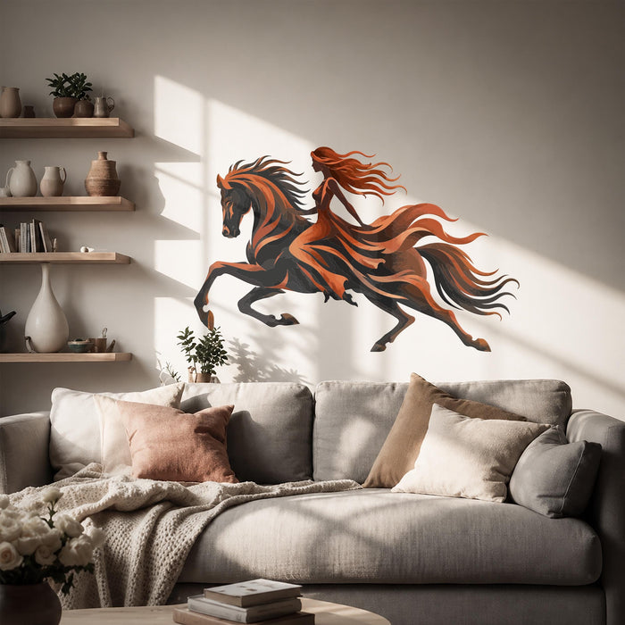 Colorful Girl Riding Horse Wall Decal z5855