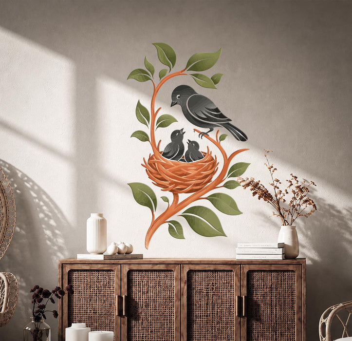 Colorful Style Birds Nest Wall Decal z5858