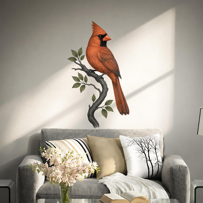 Colorful Bird Caridinal Tree Branch Decal z5861