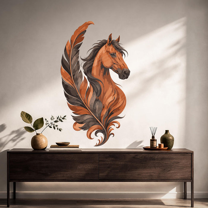Colorful Horse Feather Nature Wall Decal z5866